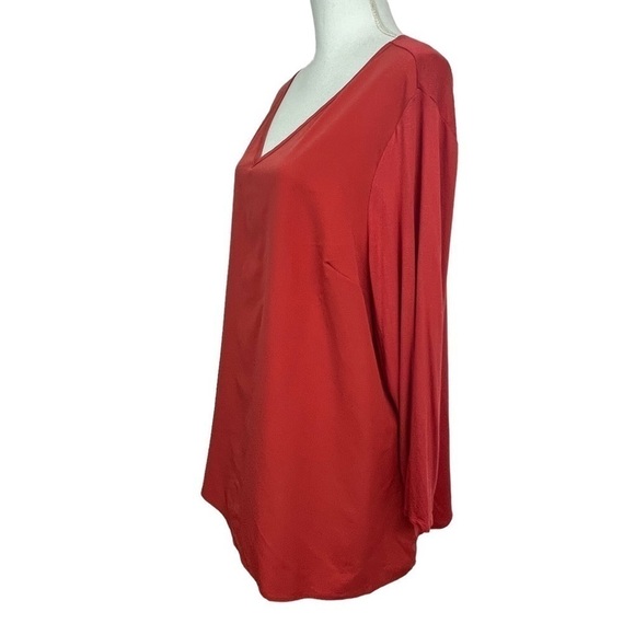 LANE BRYANT Women’s Pullover Top Sz 3X (22) Orange Rust Color V-neck Long Sleeve - Picture 3 of 11